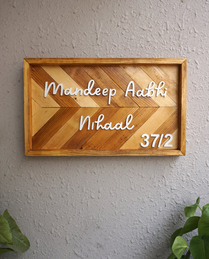 Chevron Wooden Name Plate