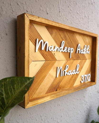 Chevron Wooden Name Plate