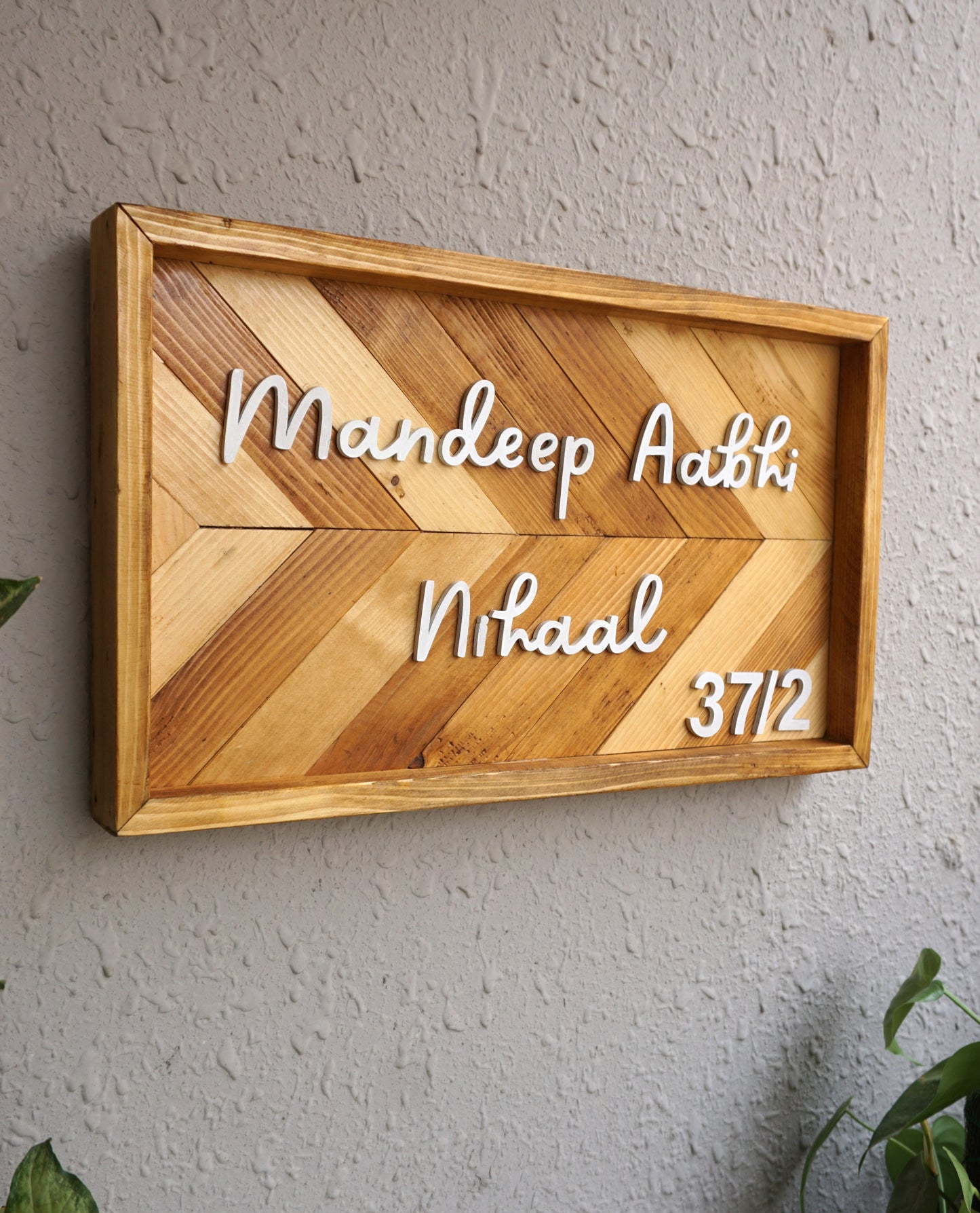 Chevron Wooden Name Plate