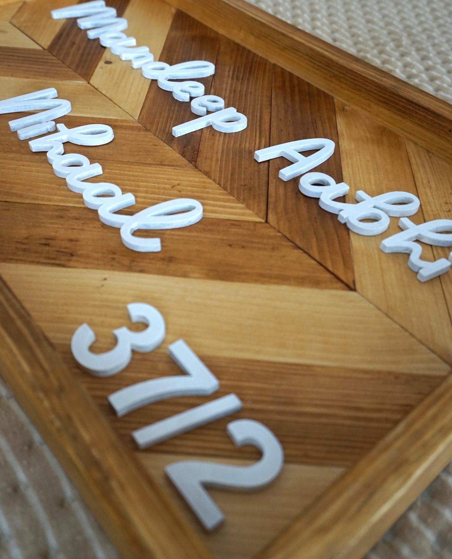 Chevron Wooden Name Plate