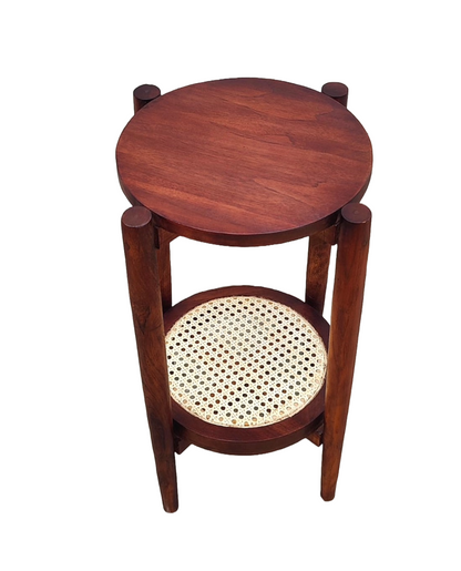 Raha Round Cane End Table