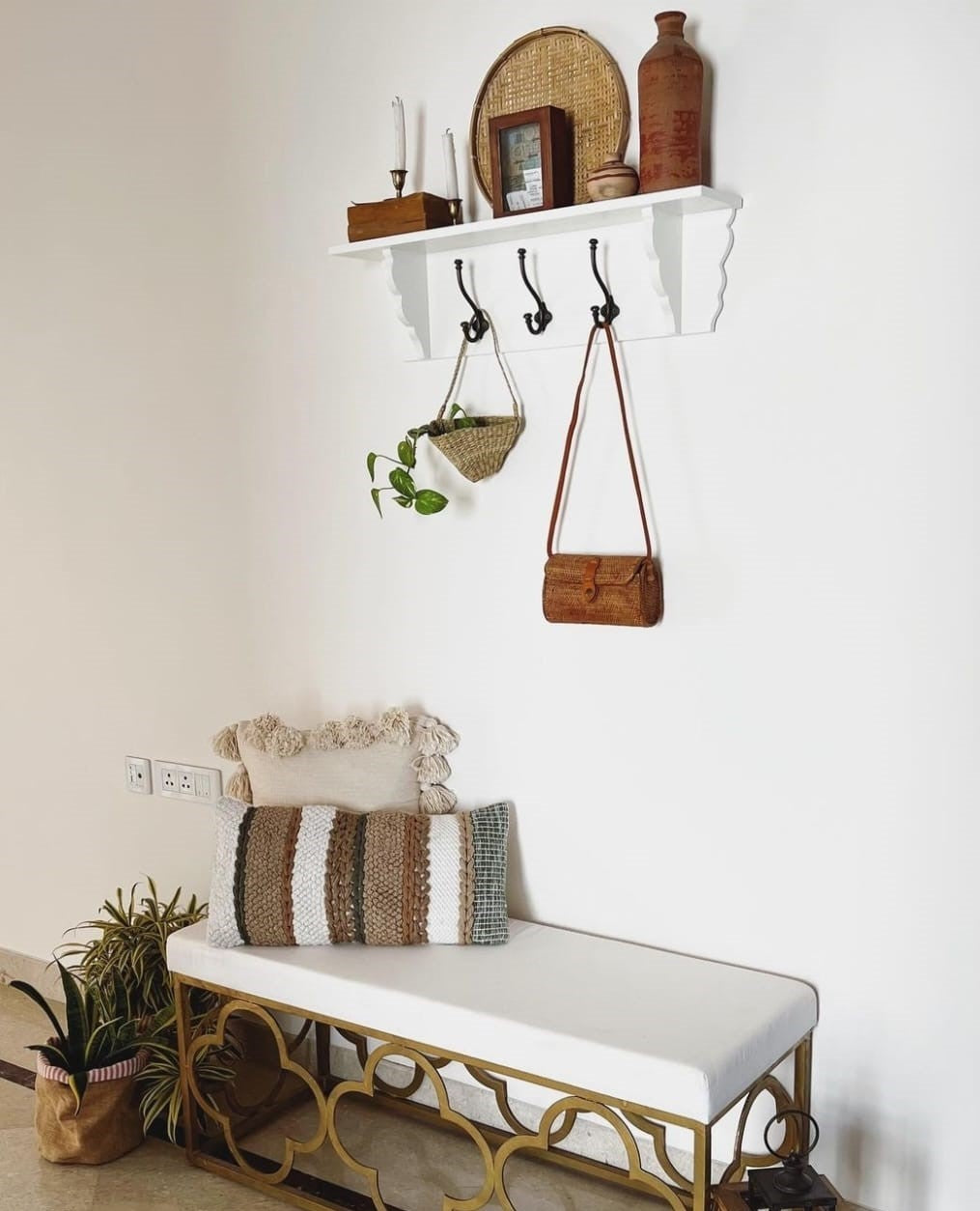 Entryway Metal Hook Shelf