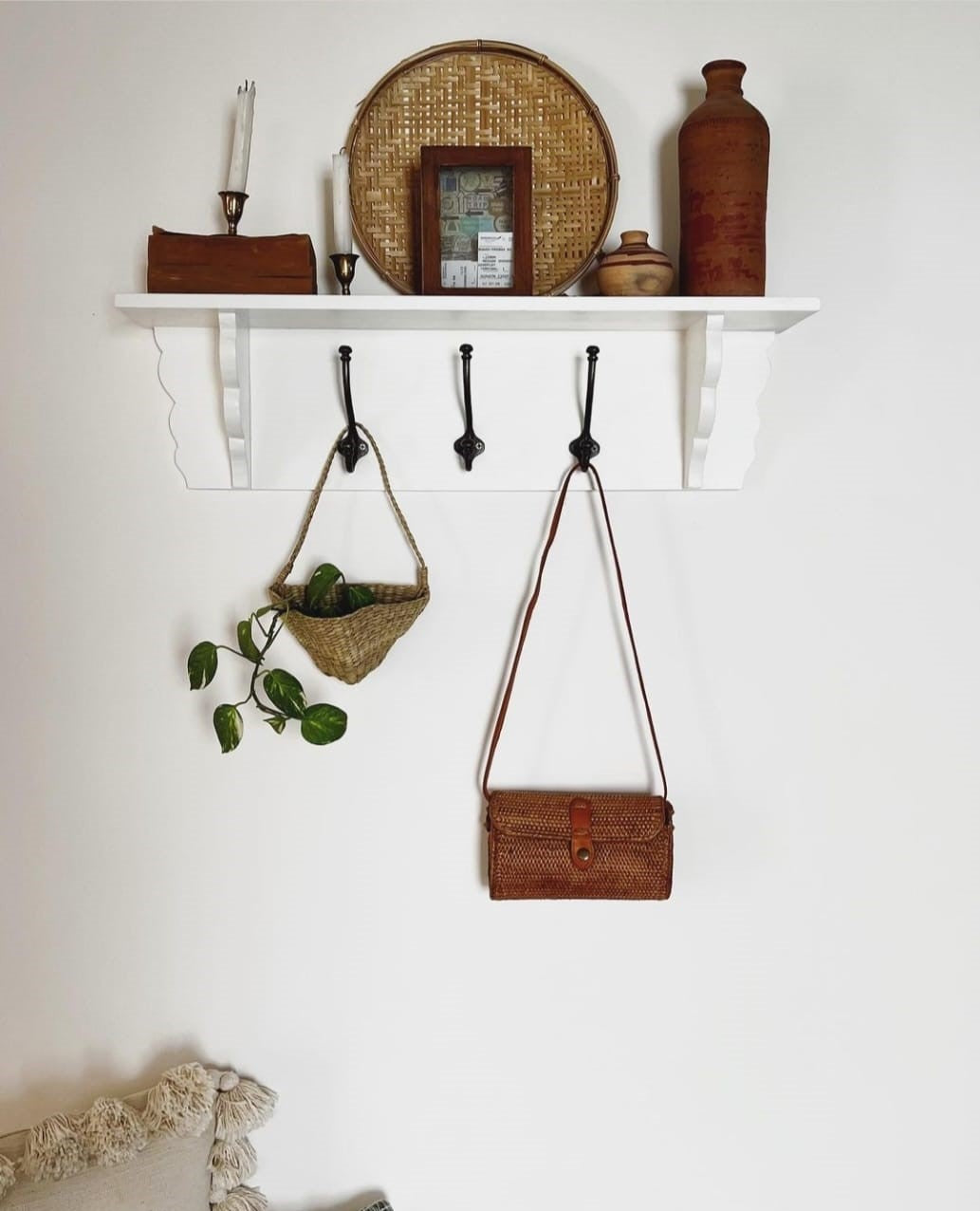 Entryway Metal Hook Shelf