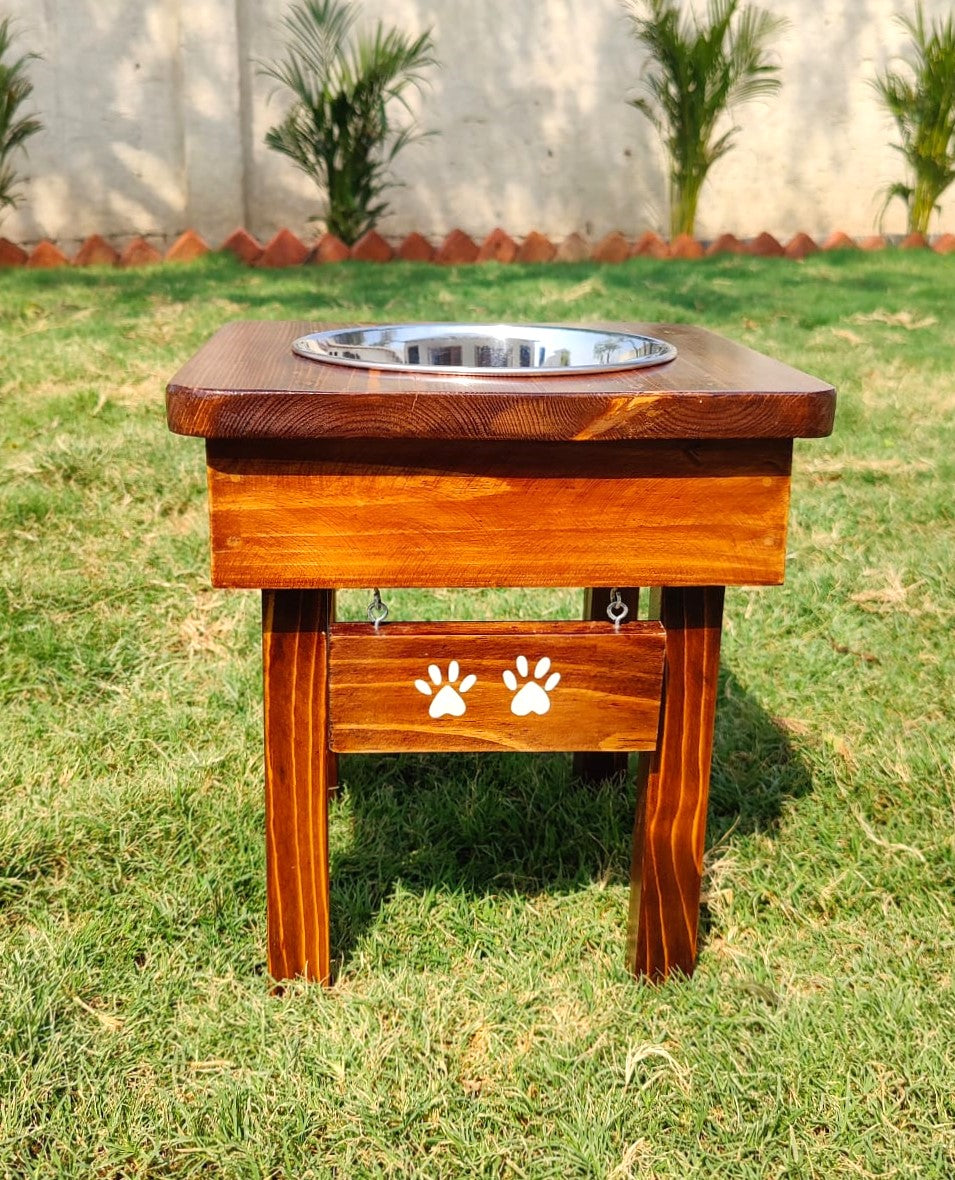 Single Bowl Stand with Paw Tag