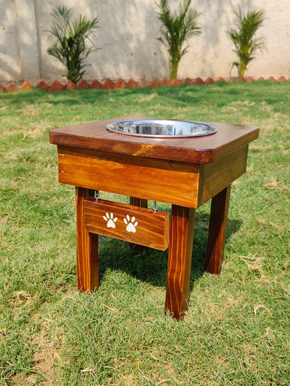 Single Bowl Stand with Paw Tag