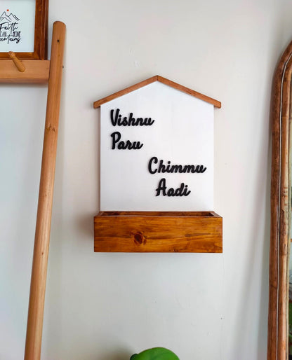 Wooden Hut Planter Box Name Plate