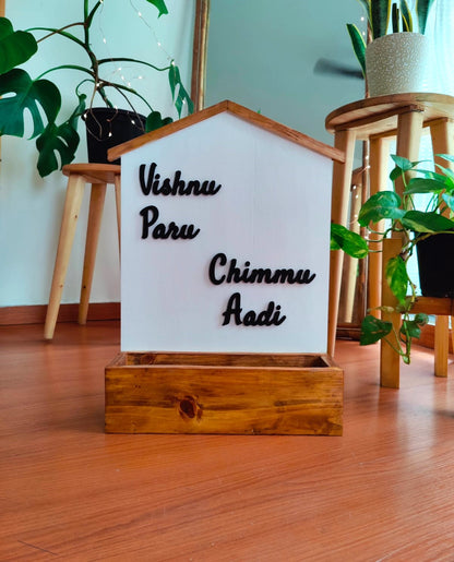 Wooden Hut Planter Box Name Plate