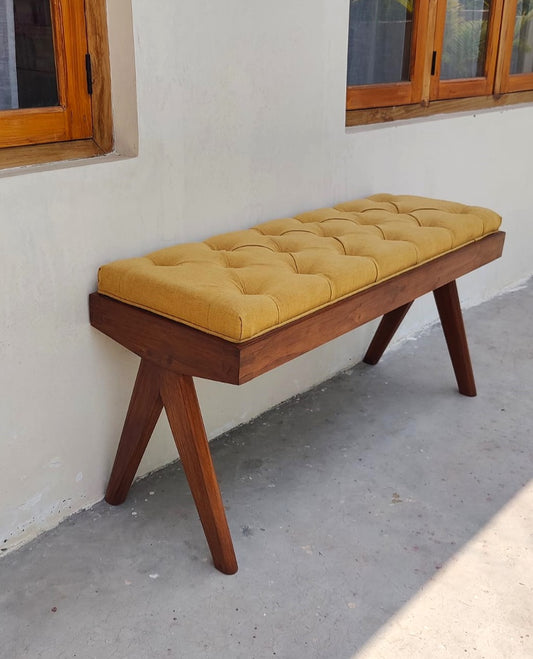 Tufted Wooden Bench