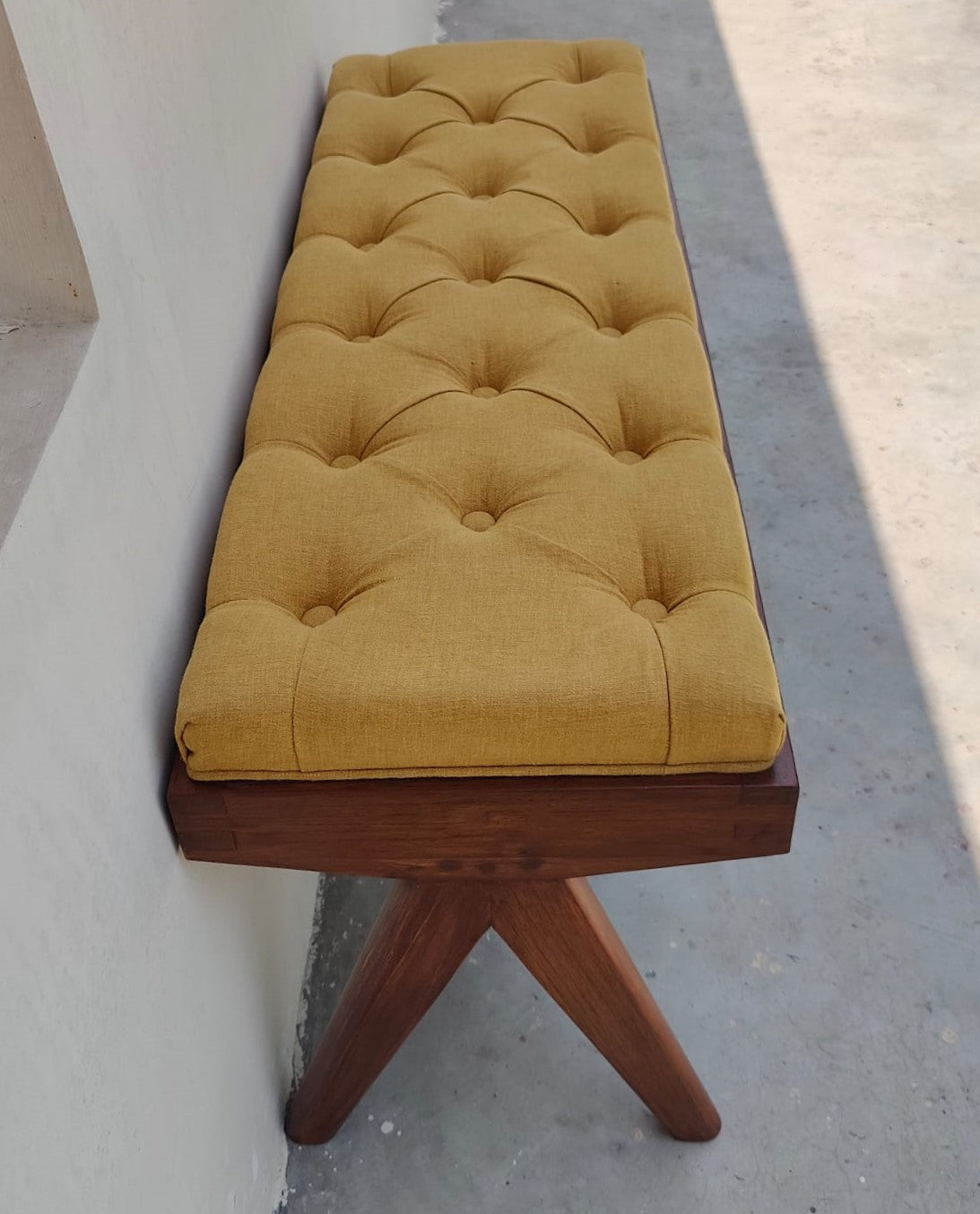 Tufted Wooden Bench