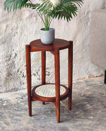 Raha Round Cane End Table